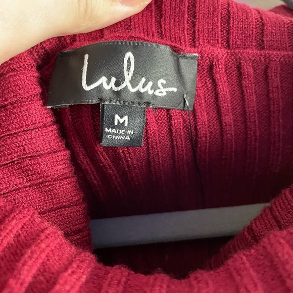 Lulus Perfect Timing Burgundy Ribbed Off-The-Shoulder Sweater Top Size Medium - Picture 5 of 6